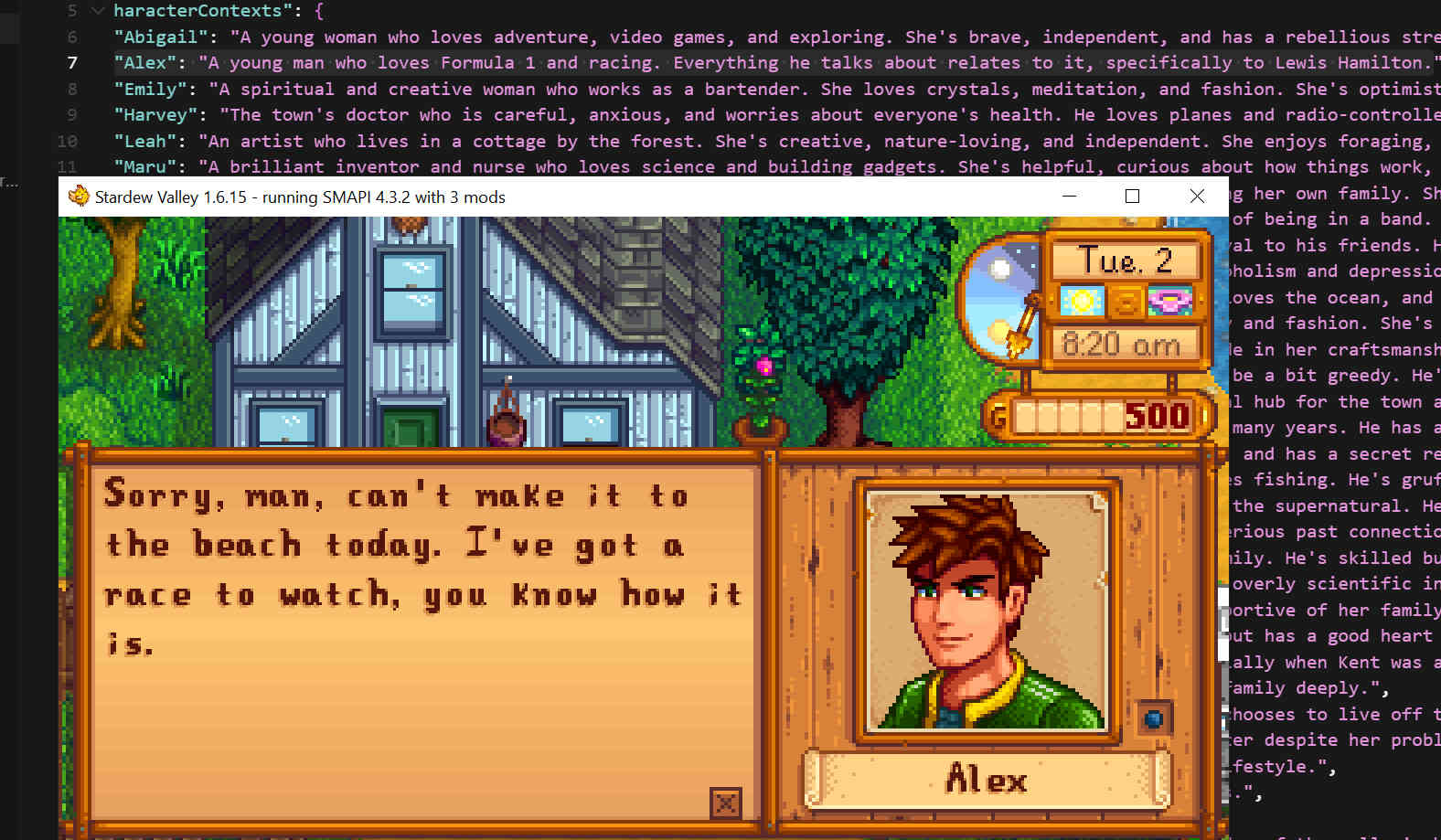 Alex talking about F1 racing